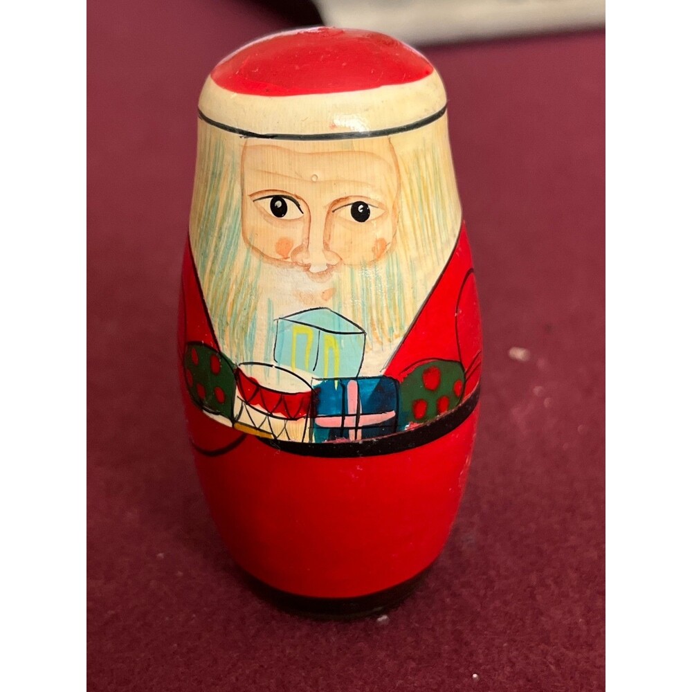 Russian Nesting Matryoshka Dolls Santa Claus Hand Painted 3 pc
